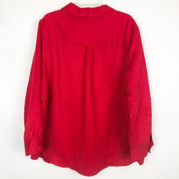 Woman Within Button Front Shirt Womens 1X Relaxed Holiday Christmas Party Event - Picture 6 of 10